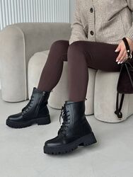 Черевики зимові, натуральна шкіра, чорні