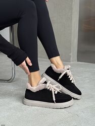 Черевики зима Alex Bens, натуральна замша, чорні, з анатомічним носиком