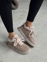 Черевики зима Alex Bens, натуральна замша, беж, з анатомічним носиком