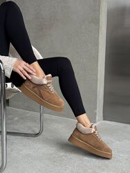 Сноубутси Alex Bens на шнурівках, натуральна замша, руді