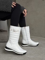 Зимові дутики, натуральна шкіра, білі