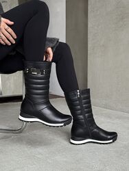 Зимові дутики, натуральна шкіра, чорні всередині - густе НАТУР. хутро набив