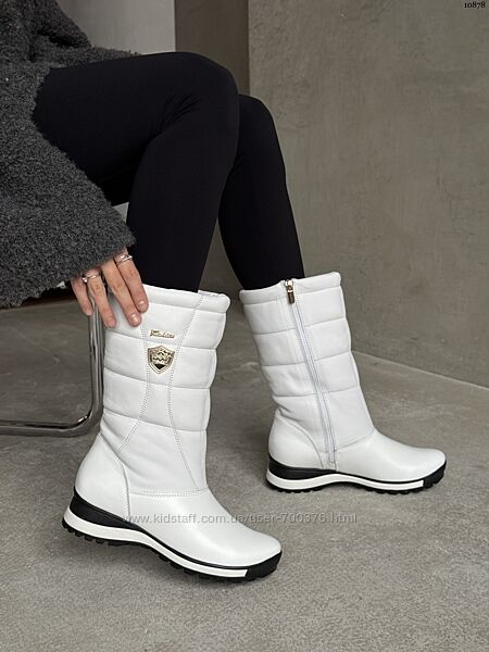 Зимові дутики, натуральна шкіра, білі