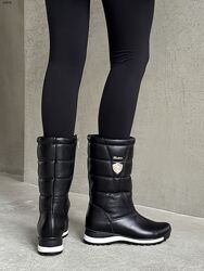 Зимові дутики, натуральна шкіра, чорні