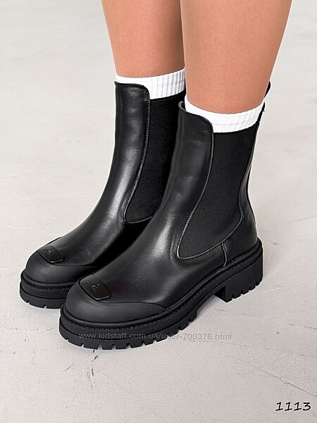 Черевики зима Luiza, натуральна шкіра/резинка, чорні