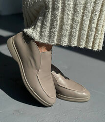 Лофери демі, натуральна шкіра, бежеві