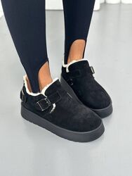 Лофери - сліпони зимові, натуральна замша, чорні