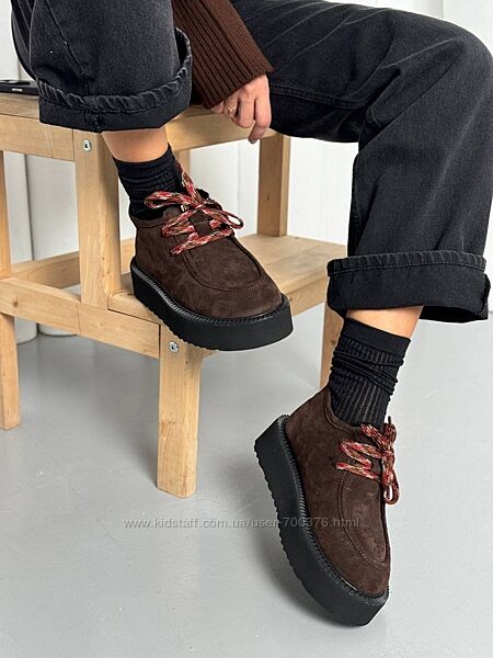 Лофери зимові, натуральна замша, шоколадні