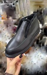 Лофери зимові, натуральна шкіра, чорні