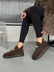 Лофери зимові Alex Bens. натуральна замша, шоколад, з анатомічним носиком