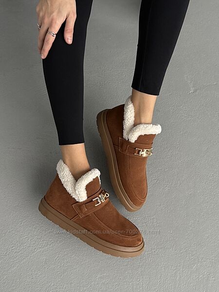 Лофери зимові Alex Bens. натуральна замша, руді, з анатомічним носиком