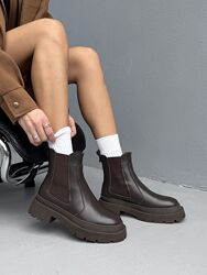 Черевики Челсі зимові, натуральна шкіра Італія, шоколад