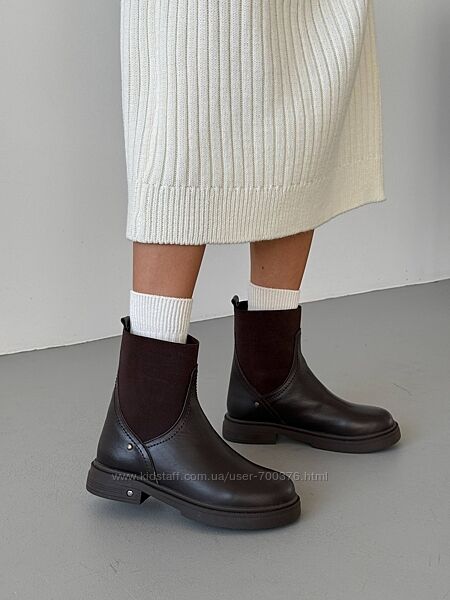 Зимові Челсі barefoot, натуральна шкіра, шоколад, носик анатомічної форми