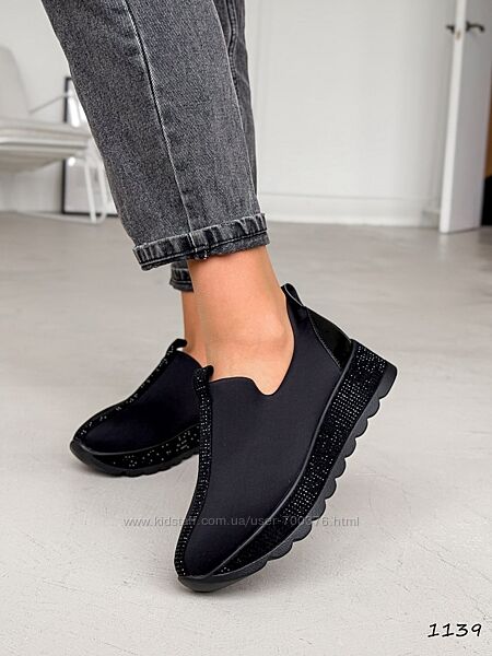 Кросівки Diaм, чорні, неопрен та стрази