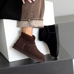 Уггі Klips, натуральна замша/текстиль в&acuteязка, чорні/шоколад