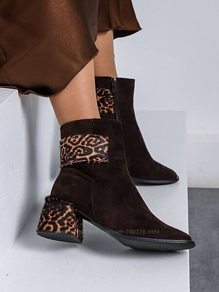 Черевики, натуральна замша, шоколад, демі/зима