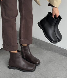 Зимові Черевики преміальної якості barefoot, натуральна шкіра, чорні/шоколад