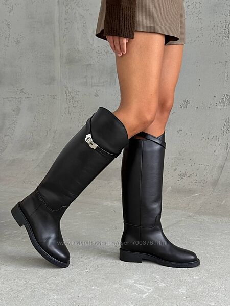 Чоботи преміальні жокейські 105 Store єврозима, натуральна шкіра, чорні