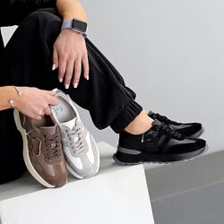 Кросівки Primo, натуральна шкіра/натуральна замша, моко/чорні/білі/сірий 