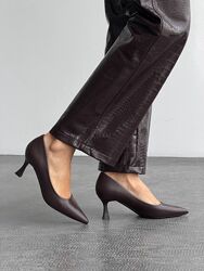 Туфлі на стійкому підборі, шоколад