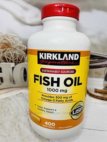 США Риб&acuteячий жир Kirkland Fish Oil Omega 3, 400штук