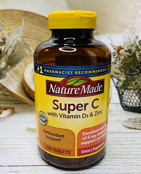 США Вітамін C, D3 та цинк для імунітету Nature Made Super C