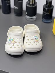 Кроксы белые для девочки с единорогом