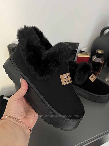 Угги женские, черные, очень теплые, платформа 4 см