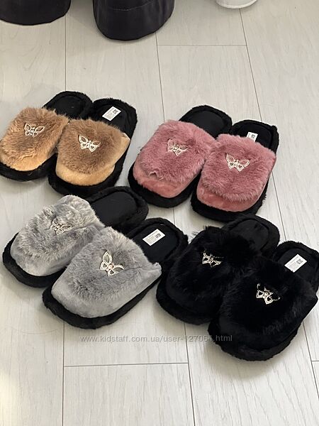 Женские тапочки, очень красивые и теплые, 4 расцветки