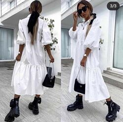 Шикарное платье ярусное, воланы -рюшки-пуговицы, коттон, хлопок