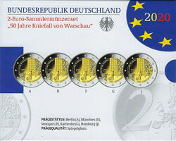 Німеччина 2020. Офіційний набір 2 Євро 50-річчя колінопріленіє в Варшаві - пруф