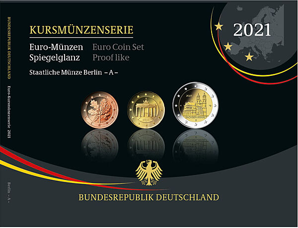 Німеччина 2021. Офіційний річний набір монет  2 Євро Федеральні Землі Саксонія-Анхальт - пруф