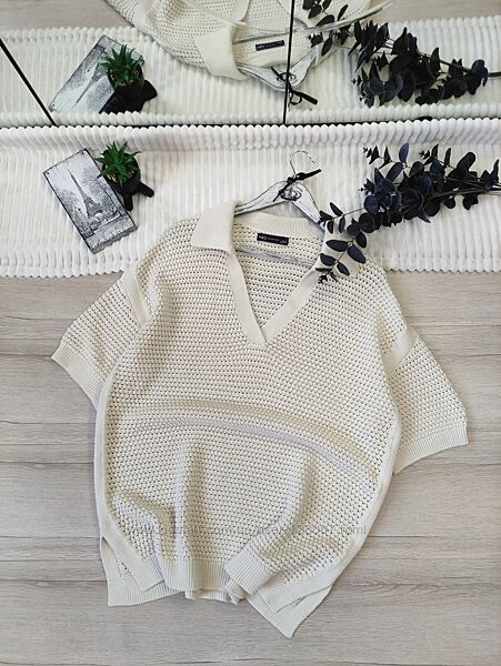 Бавовняний плетений джемпер поло оверсайз р L