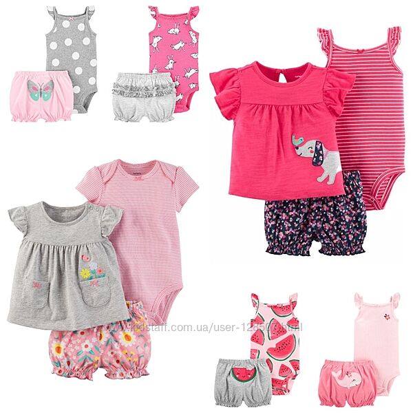 Летние костюмы Carters для девочек 6-9-12-18-24 мес