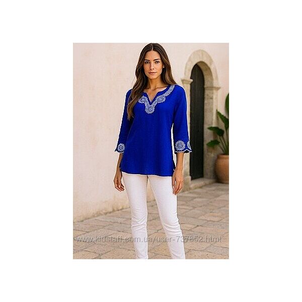 Блуза льняна Laura Ashley з вишивкою