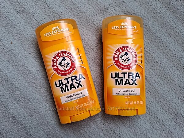 Arm & Hammer, UltraMax, твердий дезодорант-антиперспірант, без запаху, 73 г