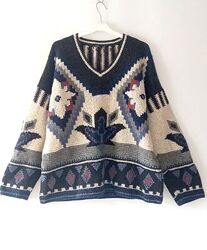 100 shetland wool hand knitted garment vintage світер