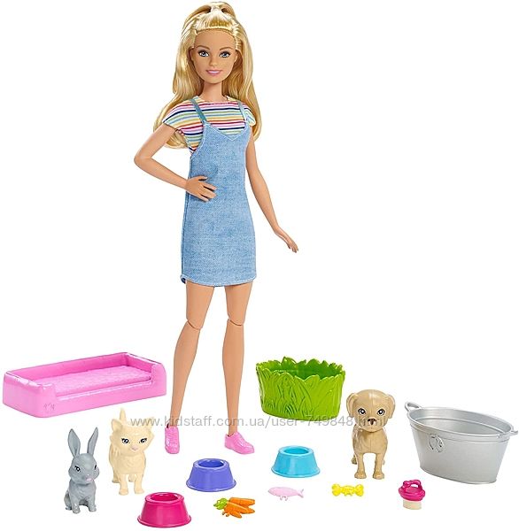 Игровой набор Барби c домашними животными. Barbie play n wash pets playse