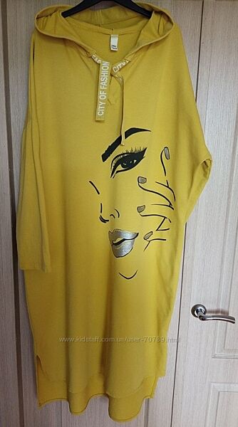 Трикотажное платье батал Италия оверсайз