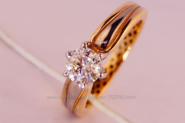 Золотое кольцо 585 с бриллиантом 0.7 карат