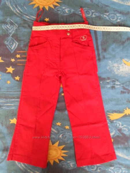 Стрейчевые брюки и бриджи для девочки красные