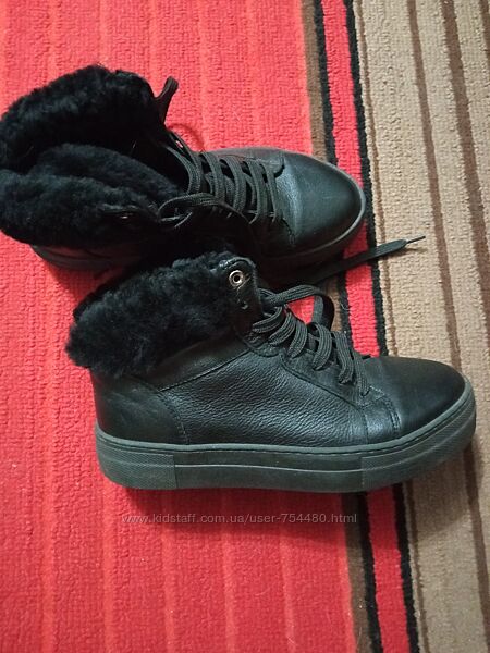 Кеды высокие кожа  и нат мех