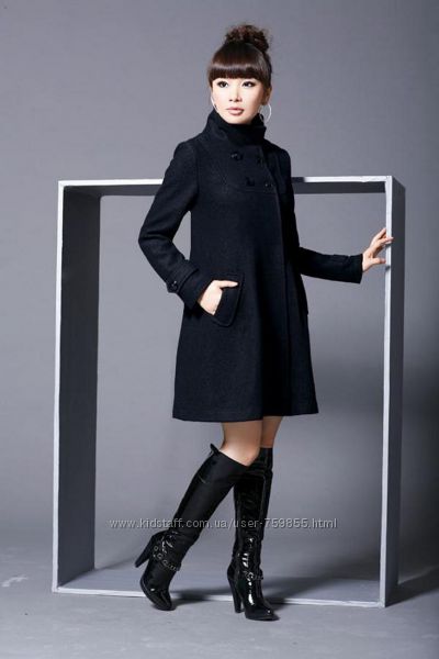 Новое черное шерстяное пальто Yassica  Германия размер 16 uk 80  wool lana
