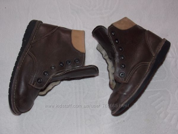 Коричневые кожаные ботиночки Rodalbkinder на натуральном меху - 18, 5 см 