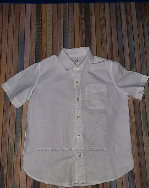 Льняная белая рубашка для мальчика Gap, размер М 8, б/у