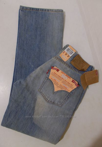 Новые джинсы голубые тертые рваные W28 L30 Levis 501