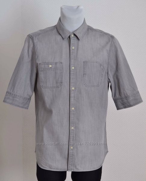 Новая рубашка джинсовая серая allsaints &acuteorigin hs shirt&acute 52р