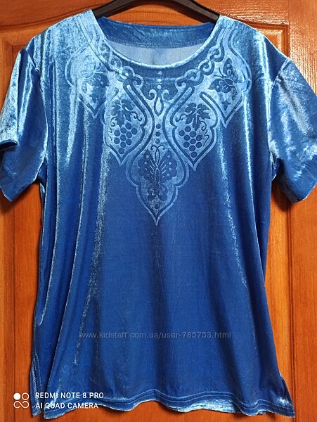 Блузка, блакитна, великий розмір.
