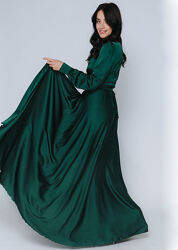 Красивое Нарядное Платье Зеленое Изумрудное длинное вечернее рукав