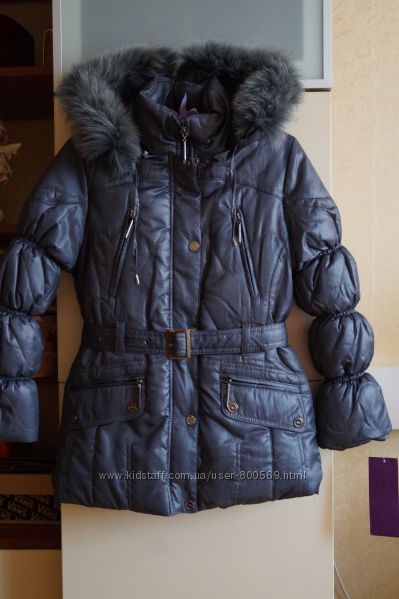 Зимнее пальто, пуховик, куртка для девочки, новое, опушка-песец, р. 38-42